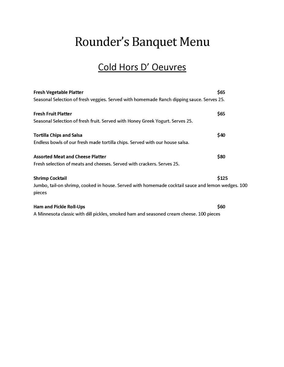 Banquet Menu Page 1